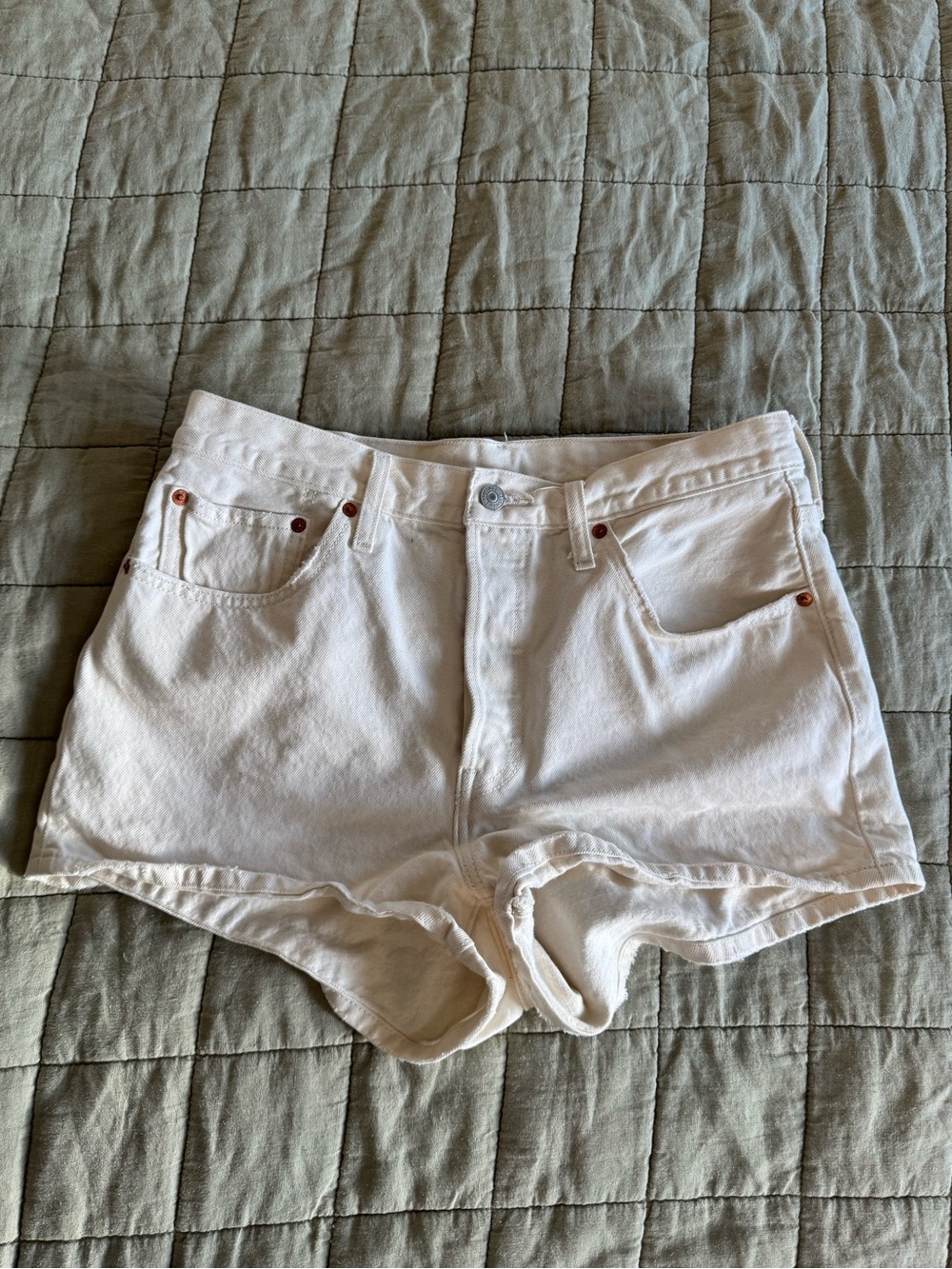 Levi's White Denim 501 Shorts